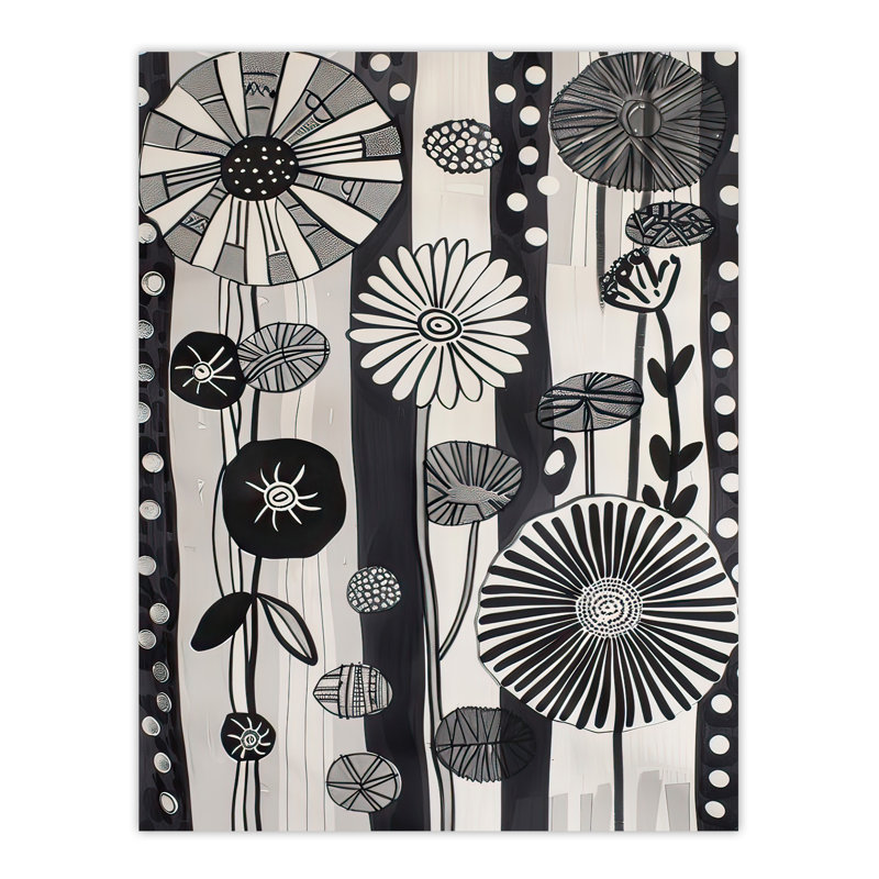 Abstract Wildflowers Stripes Artwork Wall Art Print