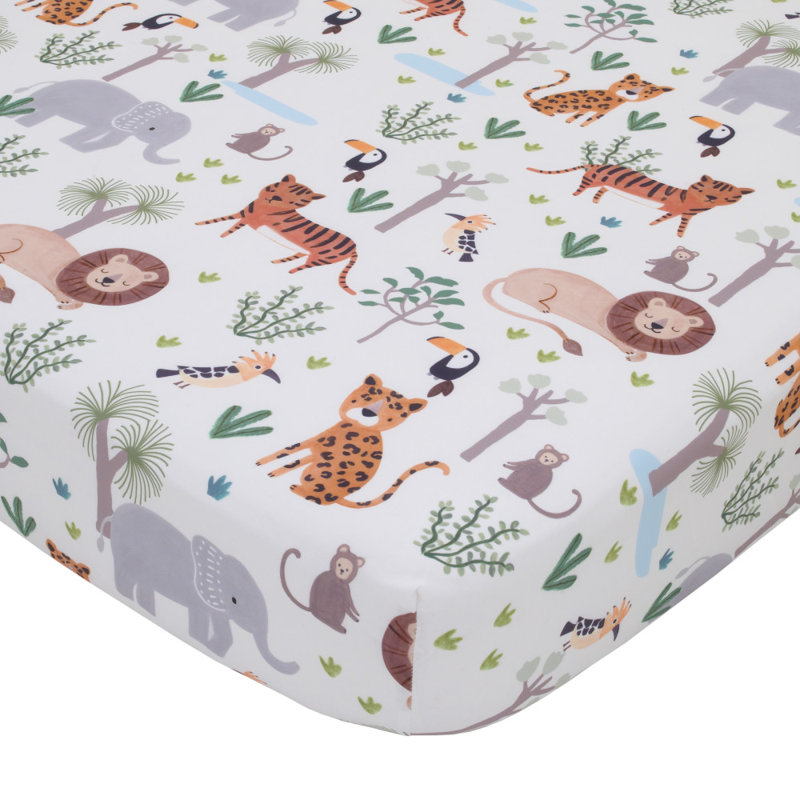 Ensemble de literie pour lit de bébé à motif d'animaux et de forêt de huit articles Nojo Orrie