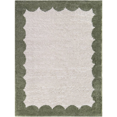 Sherise Green Modern Border Area Rug