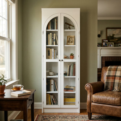 86.6'' H Arched Bookcase With Doors