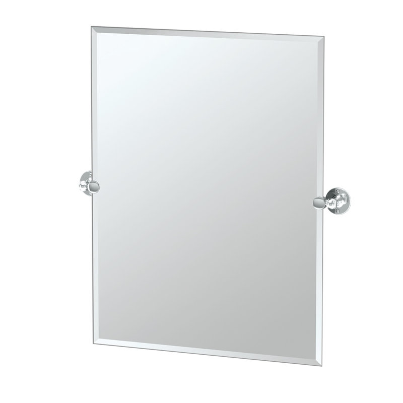 Cafe Frameless Rectangle Wall Mount Mirror | Pivoting and Beveled Bathroom Vanity Mirror, Chrome