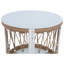 Table d'appoint d'extérieur Bohème avec détails en corde tissée à la main et plateau en verre trempé - Table d'appoint de patio résistante aux intempéries