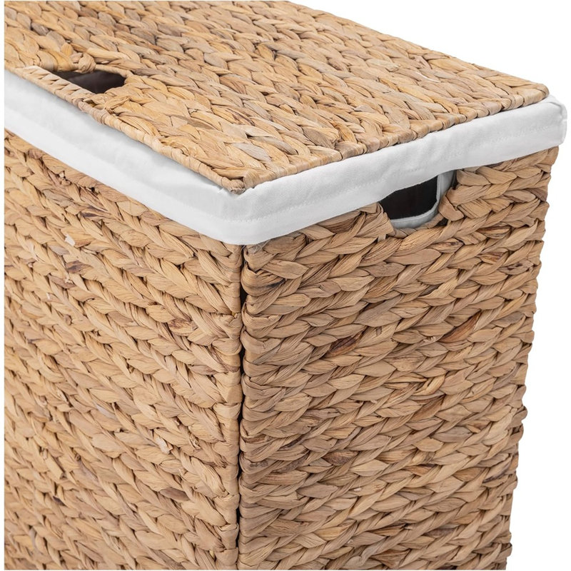 Panier à linge en jacinthe d'eau tissé à la main avec couvercle
