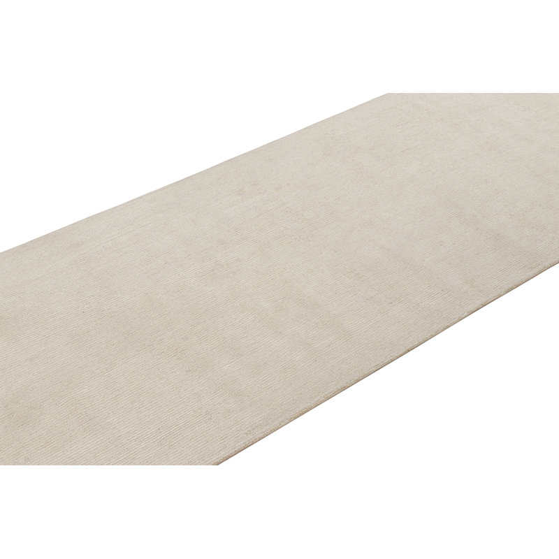 Rug & Kilim’S Extra-Long Runner Rug In Textured Monochrome White Tones & Striae