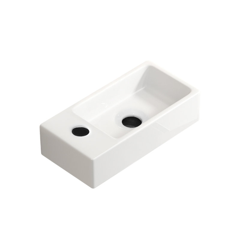 Petite vasque murale suspendue - Rectangle gauche