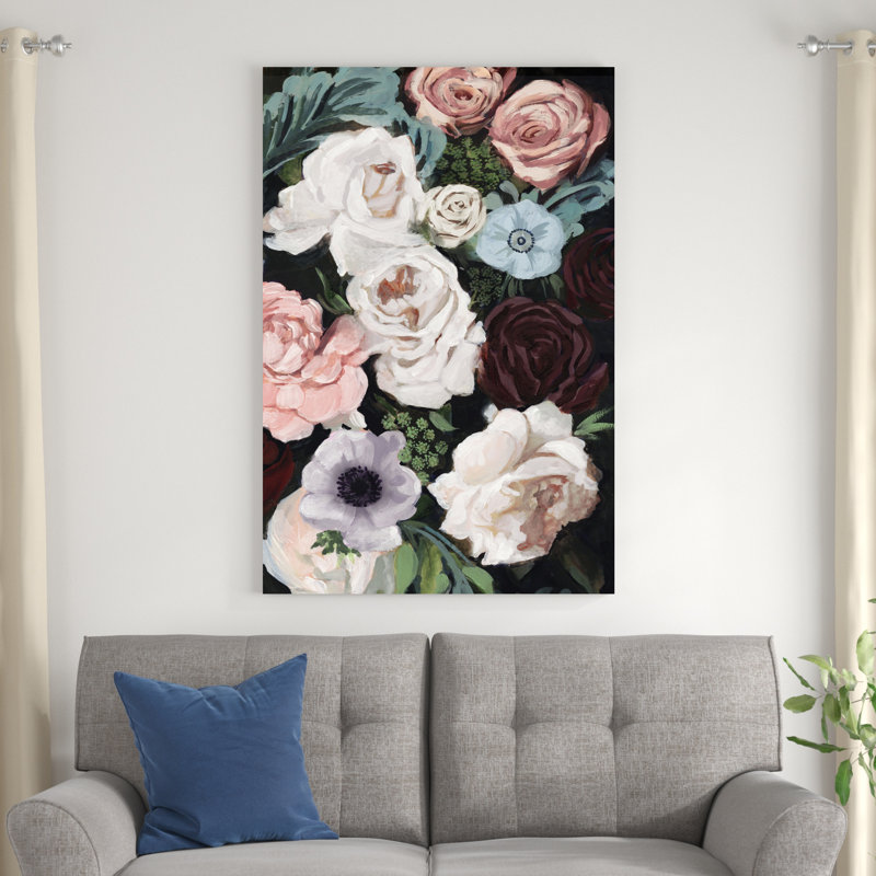 " Floral Nocturne I " by Victoria Borges Painting Print, 48" H x 32" W x 1.25" D