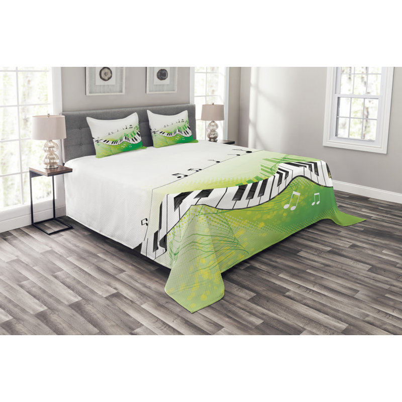 Music Bedspread Set with Shams, 220 x 264 cm