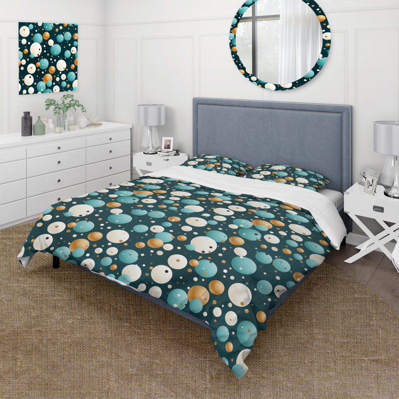Ensemble de housse de couette à pois Classic Elegance Polka Dots Pattern, Housse de couette simple + 1 taie décorative stan