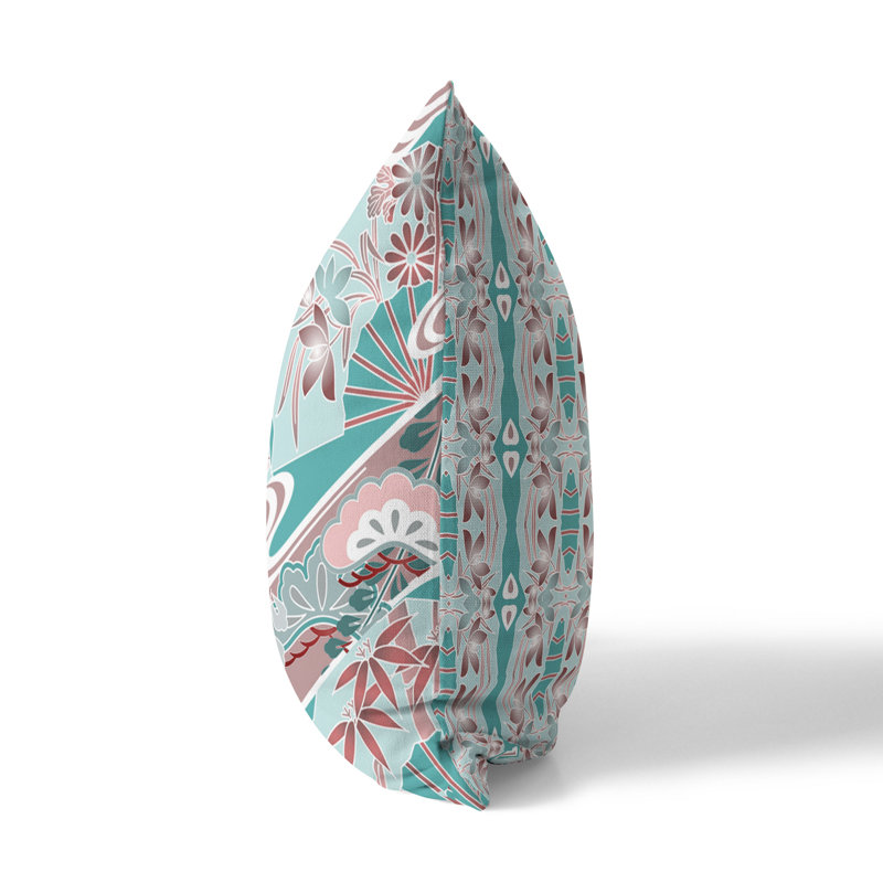 Coussin Floral, H 16 po x l 16 po, Vert/rose