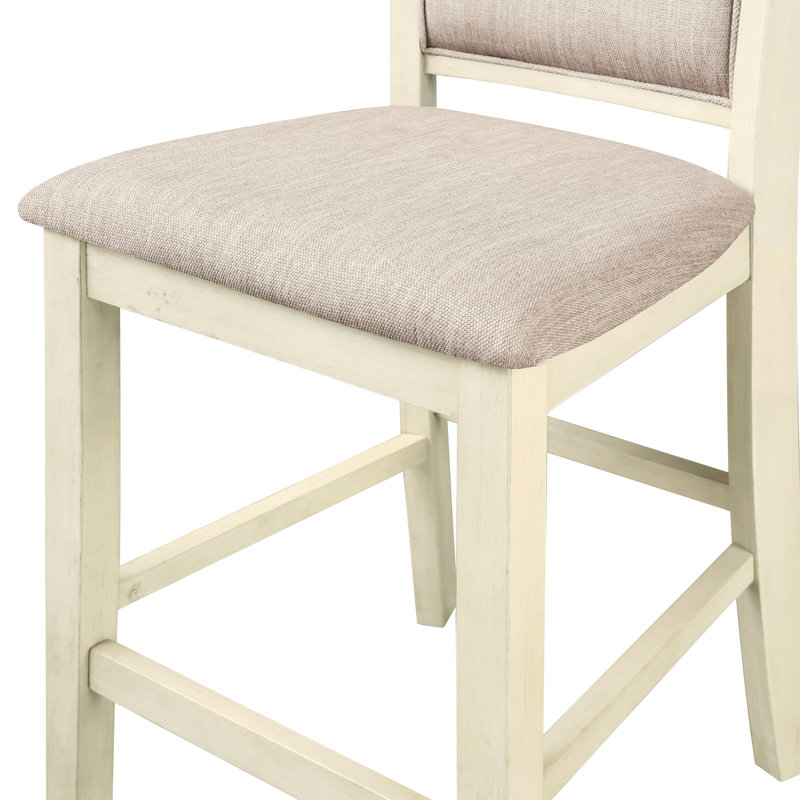 Chaise de comptoir en bois Josiha (ensemble de 6), beige, 6, Beige