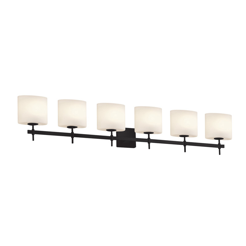 Malachy 6 - Light Dimmable Bath Bar, GU24/13W, Matte Black, Opal