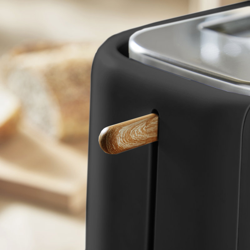 Tower T20027BLK Scandi 2 Slice Toaster with Adjustable Browning Control, Centring Function, 800W, Black