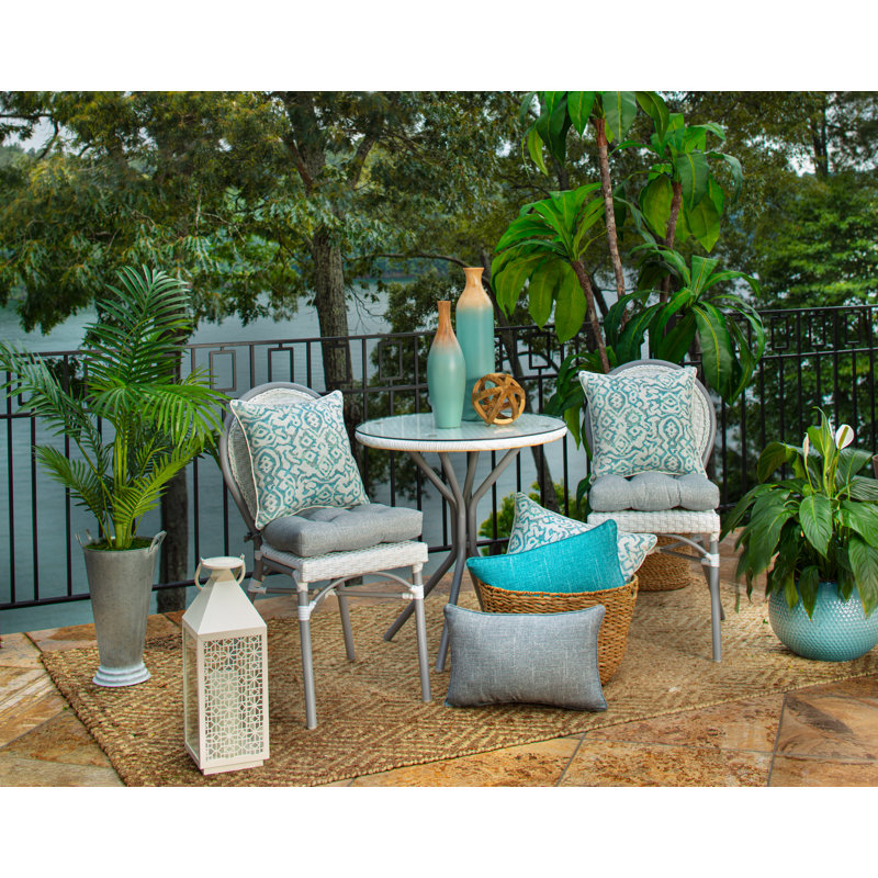 Tory Denim Blue Textured Indoor/Outdoor Lumbar Pillows Set of 2