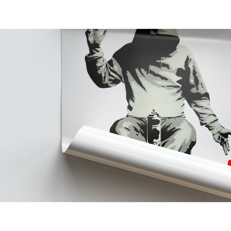 Impression sur toile Banksy Heart, H 39 po x l 93 po, Cadre flottant noir