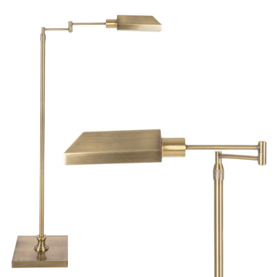 Floor Lamp for Bedroom, Home Office, or Living Room Decor - Tall Lamp with Adjustable Heights, 360 Degree Swing Arm, and Stable Base - Pharmacy Task Light for Reading and Crafts  (Brass)