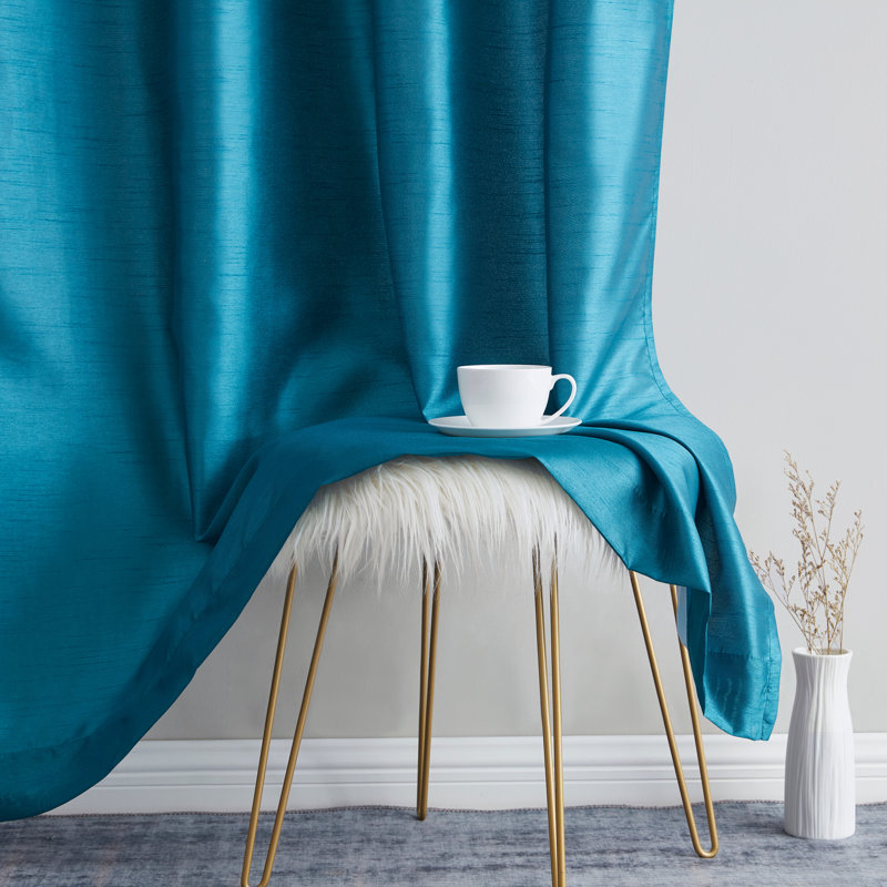 Eisenhart Semi Sheer Curtain Pair, Teal Blue, 54" W x 96" L