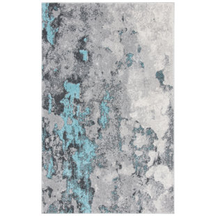 Drury Looped/Hooked Turquoise Rug