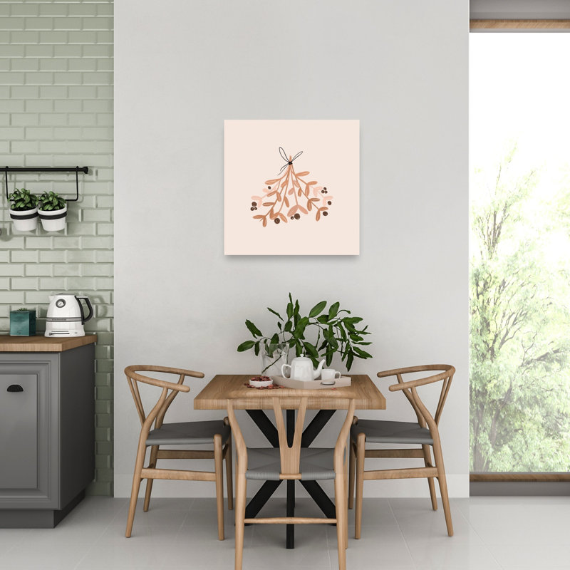«Festive Mistletoe Bunch», art mural contemporain abstrait, 32" H x 32" W