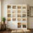 3 Drawers White Wine Bar Cabinet With Glass Doors & 7-Color Lights