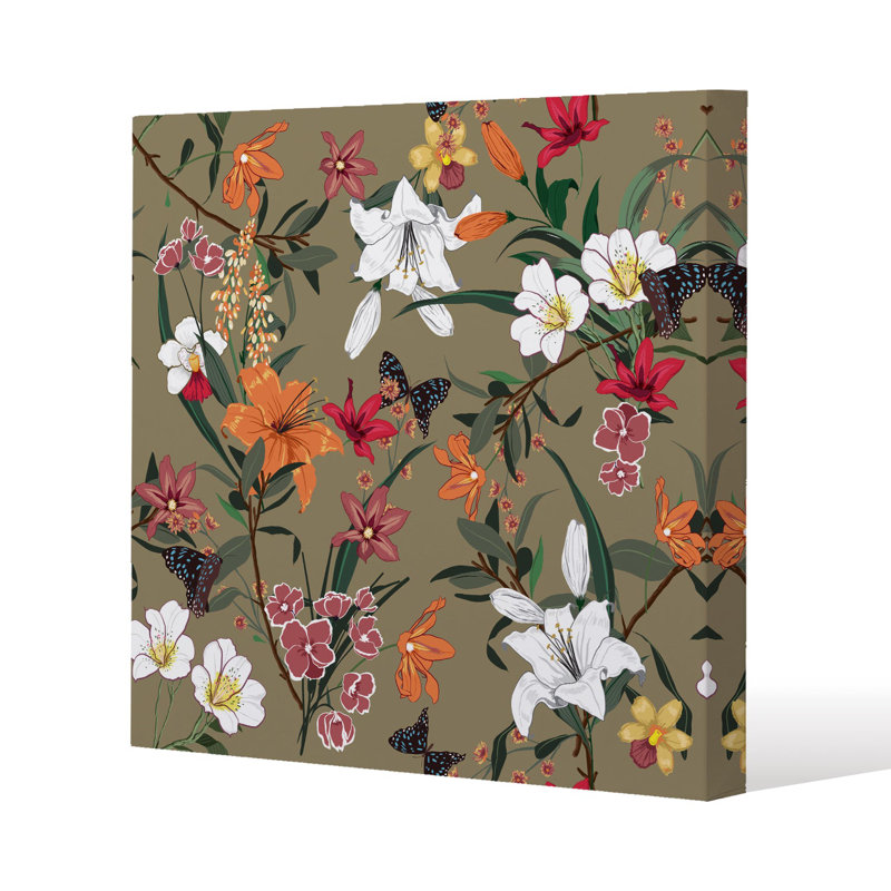 Selection Of Flowers Slim Style Canvas Print, 15mm Slim Real wood., 20 cm H x 20 cm W