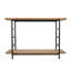 Console à 2 niveaux en bois et fer avec structure noire et tablette de rangement