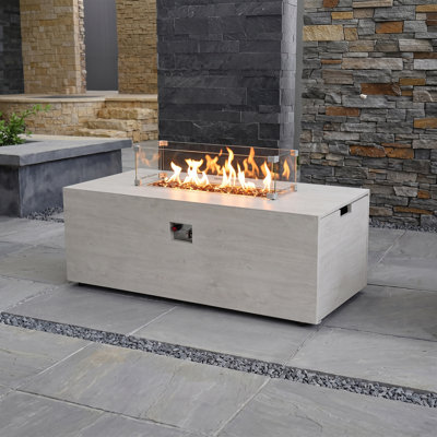 2-in-1 Outdoor Fire Pit Coffee Table, Aluminum Frame Wood Grain Surface, All-Weather Fire Table for Patio