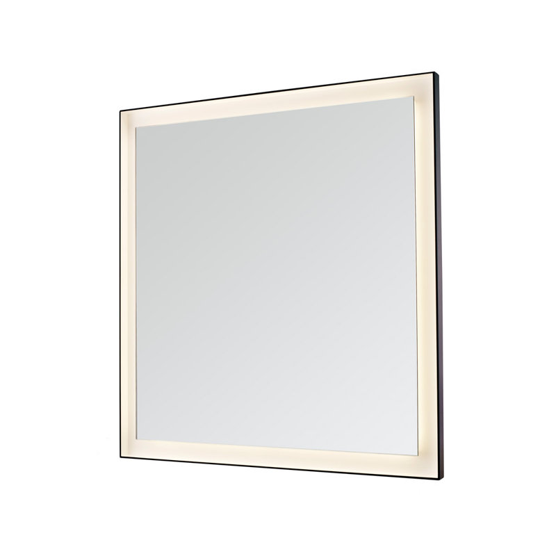 Black Aluminum Frame Lighted Bathroom Mirror, 31" H x 30" W