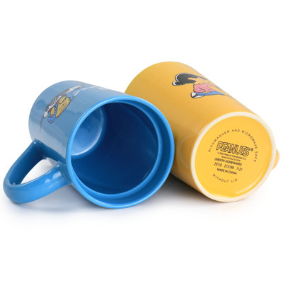 Peanuts Gentle Reminders Stoneware 4 Piece 18Oz Travel Cups In Assorted Designs