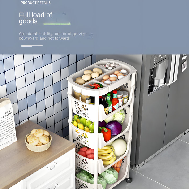 Support à fruits et légumes de cuisine avec paniers - Organisateur de rangement autoportant à plusieurs niveaux pour garde-manger