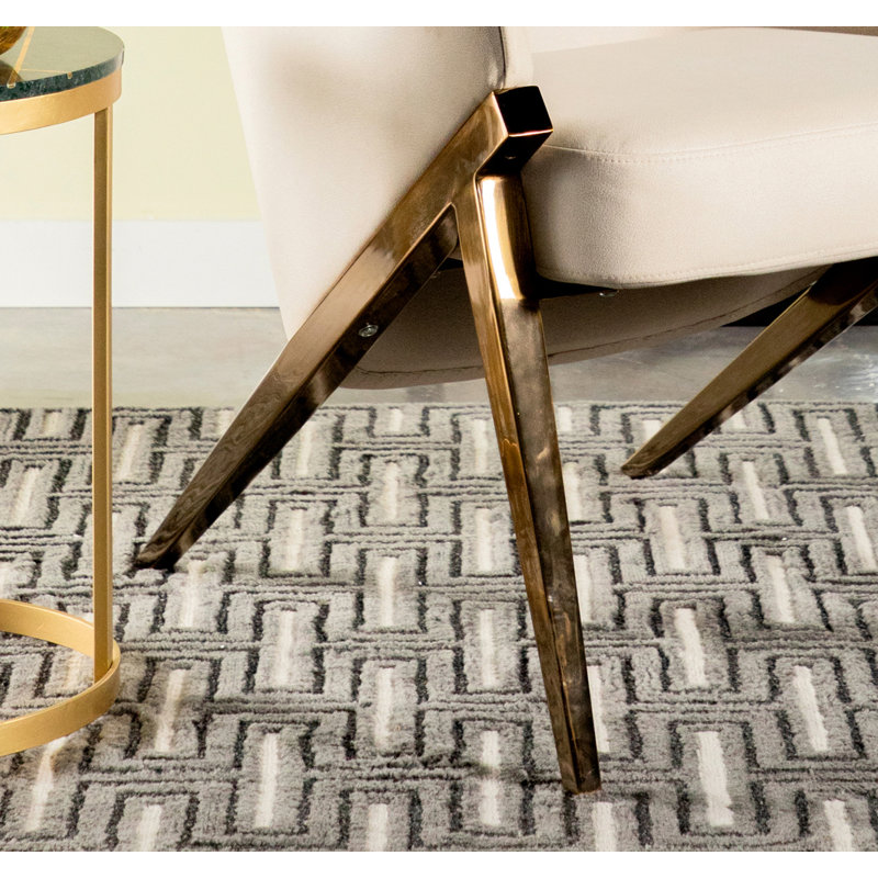Abdelhadi Faux Leather Armchair, Abdelhadi Cream Faux Leather