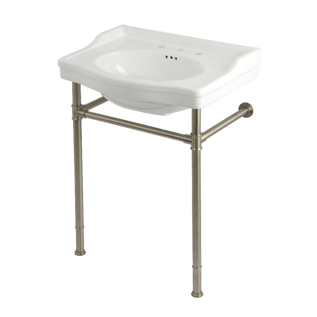 Kingston Brass Victorian 30-Inch Ceramic Console Sink with Stainless Steel Legs (8-Inch, 3-Hole) Kingston Brass 