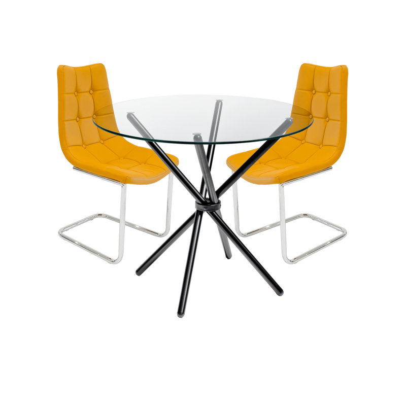 Derby 2 - Person Dining Set, Yellow, Black