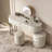 Jahnea Vanity-Elegant Set: Saddle Leather-Finished Slate Top Vanity Table & Stool, Stainless Steel Support, Reversible Installation, and Dimmable LED Mirror-949619657