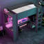 Lit mezzanine gris foncé avec bureau d'étude en bois, rangement multiple, DEL, espaces de rangement pour jeux vidéo, DEL, poste de travail-2043803504