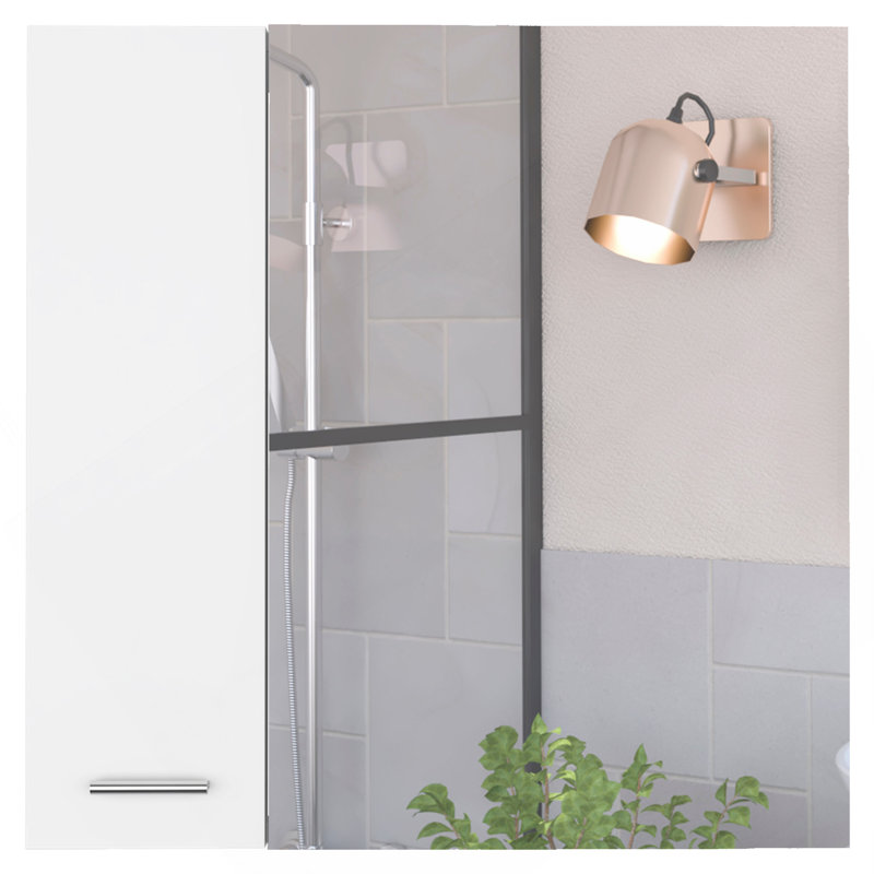 Armoire à pharmacie à 4 tablettes avec miroir, Blanc