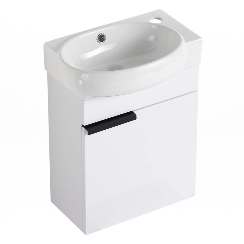 Petit meuble-lavabo 16 "avec lavabo, Blanc