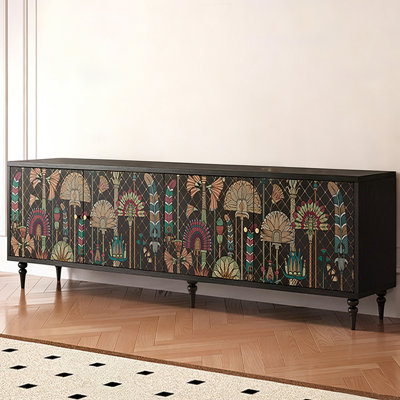 Retro Black Manufactured Wood TV Stands