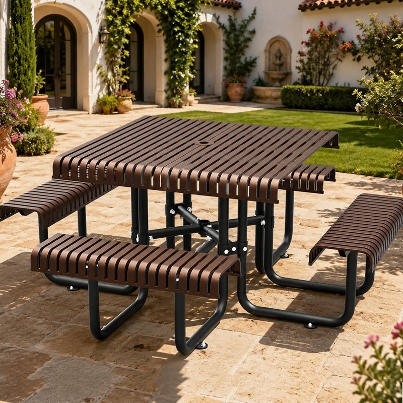 Steel Patio Dining Set Table,