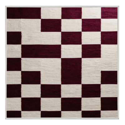 Machine Washable Checkered Beige Area Rug