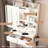 Abra Small Makeup Vanity Desk with Mirror, Adjustable LED Lights, Cushioned Stool and Built-in Power Outlet Makeup Vanity Table with 2 Drawers and Mirror Cabinet, Dressing Table for Small Bedroom Dressing Room-128971329