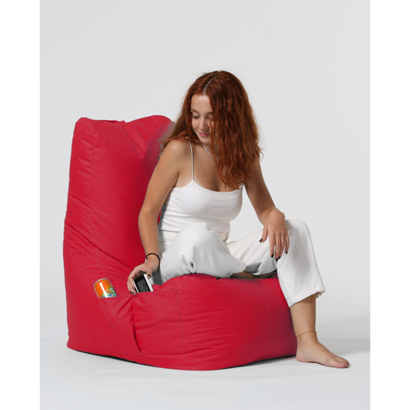 Petit fauteuil à billes, 100 % polyester rouge