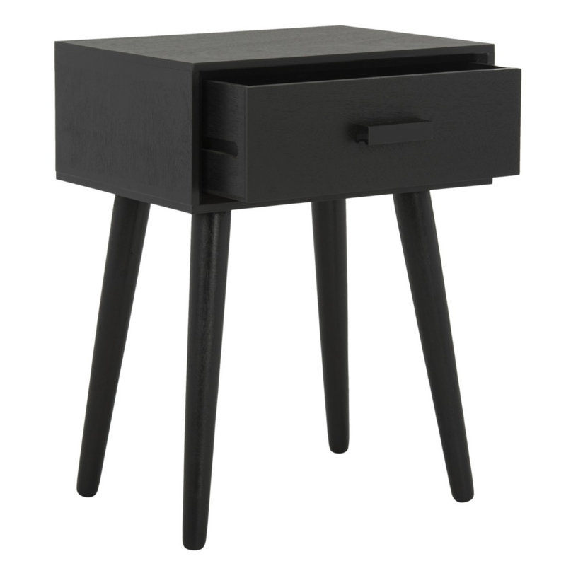 Dayawati Solid Wood Top End Table with Storage, Black