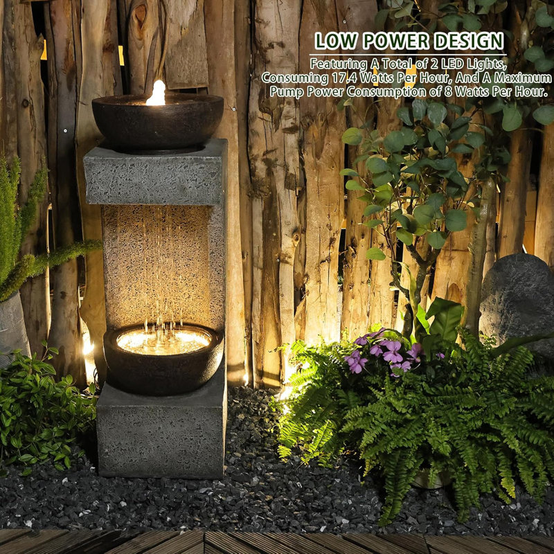 Handcrafted Outdoor Floor Fountain with Lights