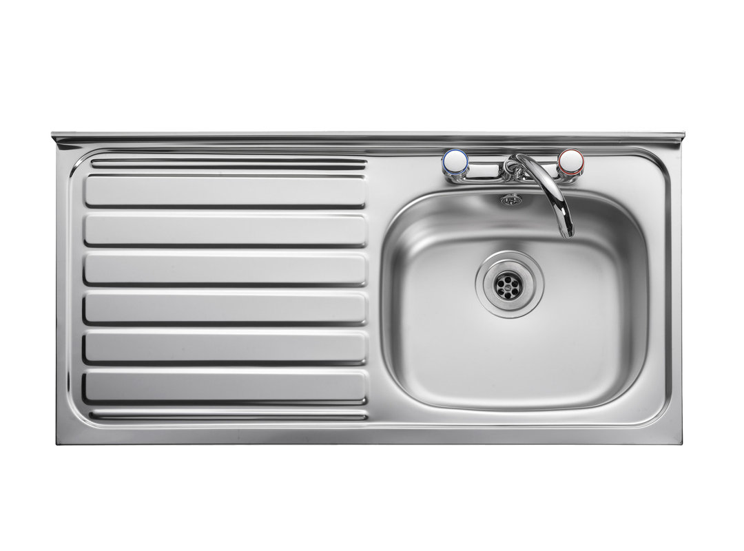 Contract 1000 x 500mm stainless steel sit on sink with 1 bowl and left-hand drainer - square front