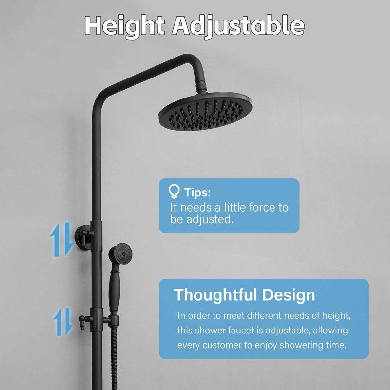 Dual-Function Wall Mount Shower System - Includes Rainfall Showerhead & Handheld Spray with Single Handle Control for Indoor/Outdoor Use