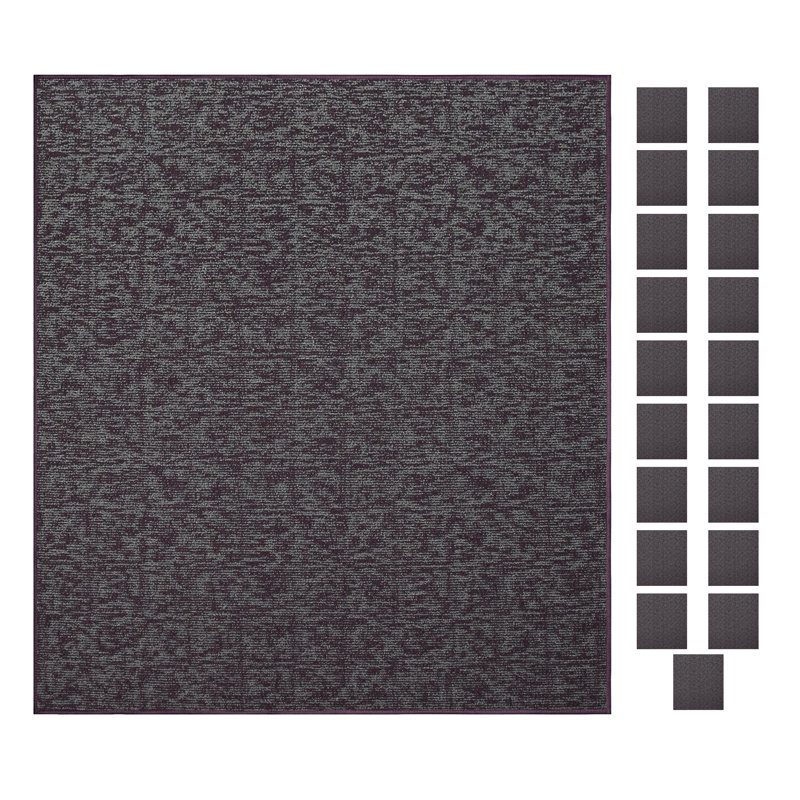 Ensemble de tapis géométriques en nylon tufté à la machine pour intérieur/extérieur, Dark Grey, Carré 2 pi