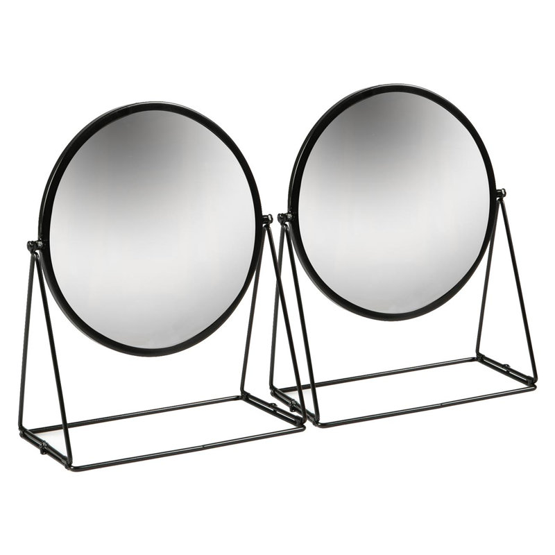 Round Makeup Mirror, Black, 35cm H x 33cm W