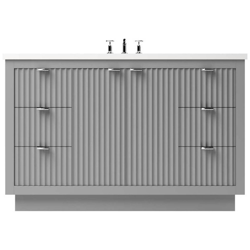 Lecrieú Single Extra Wide Bath Vanity, Polished Chrome, 48", Platinum Gray