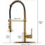 Robinet de lavabo de cuisine en or brossé, robinet escamotable, à levier unique, avec douchette extractible, levier, longue durée