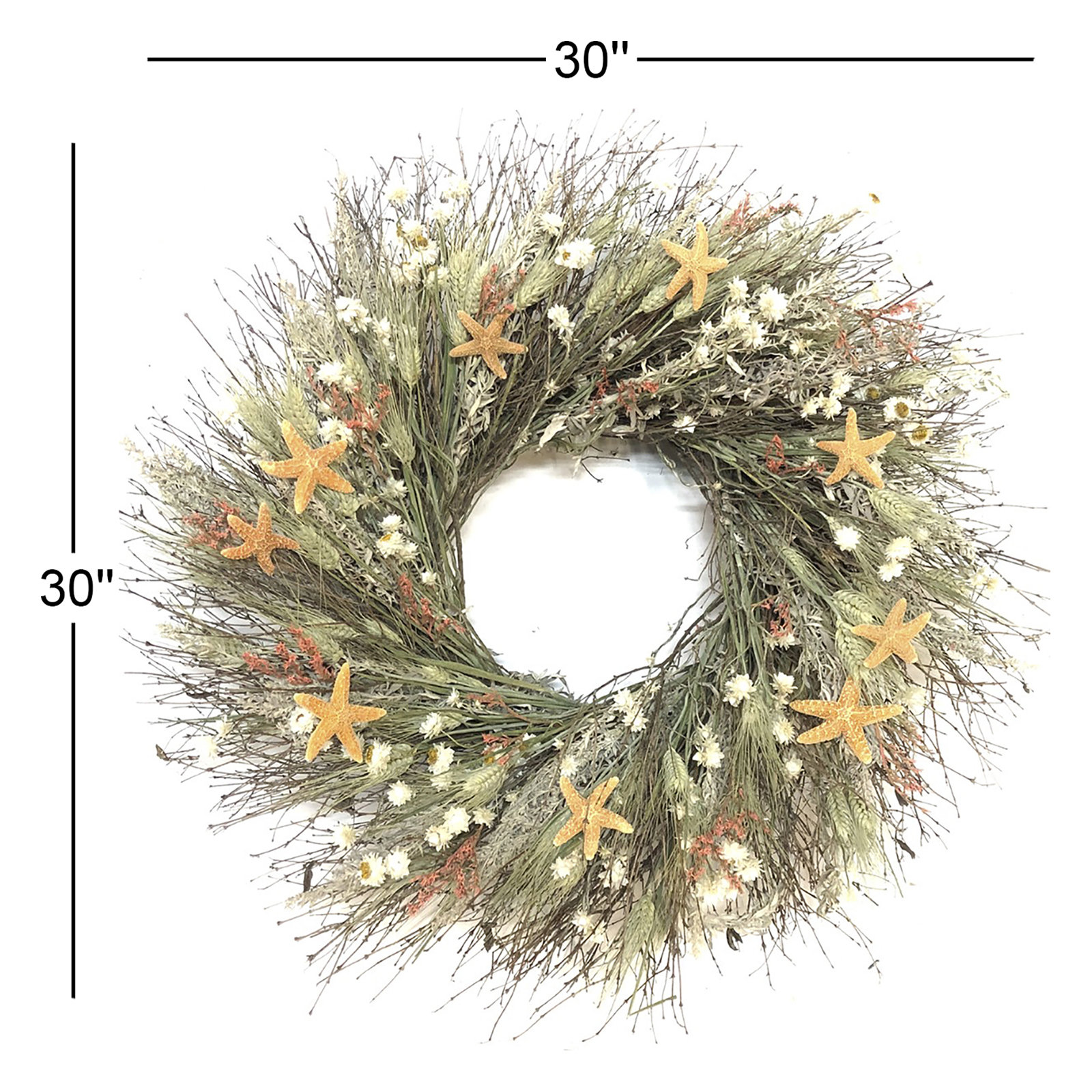 Handcrafted Dried Mixed Assortment Wreath, 30" H x 30" W x 6" D